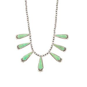 SHIVAM Silver/Turquoise Made In India Sterling Silver Green Mohave Necklace